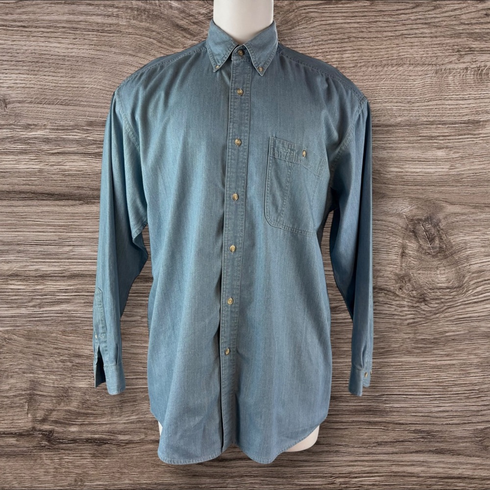 Vintage Gear for Sports Men Light Denim Shirt 100%Cotton Large  (244)